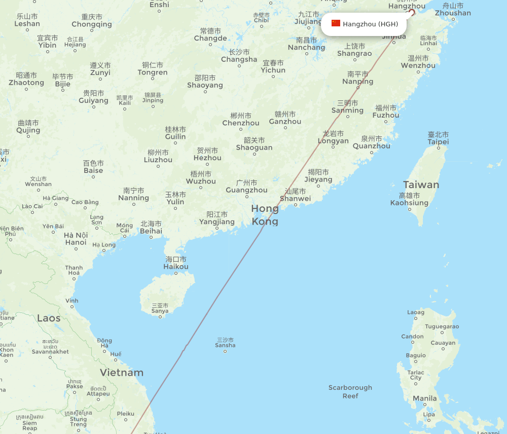 HGH to DLI flights and routes map