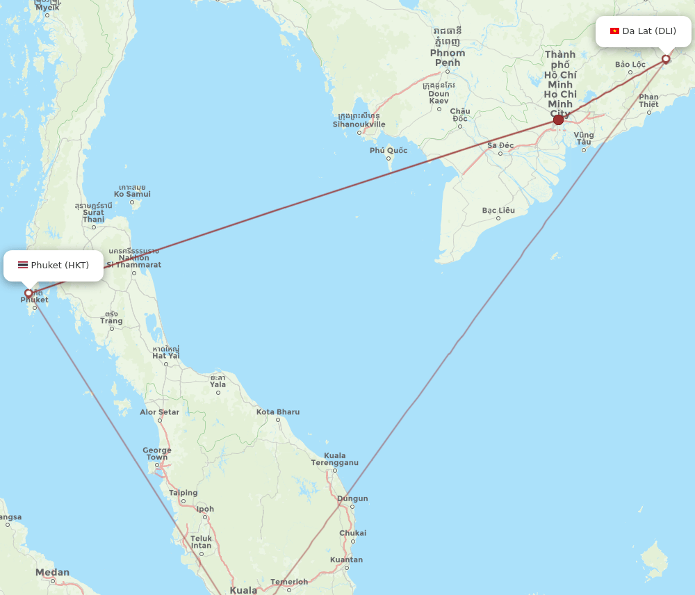 DLI-HKT flight routes