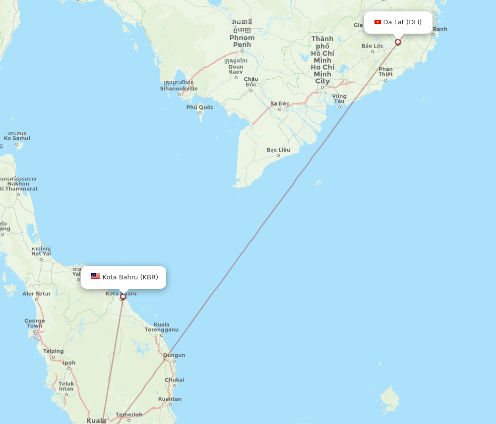 DLI-KBR flight routes
