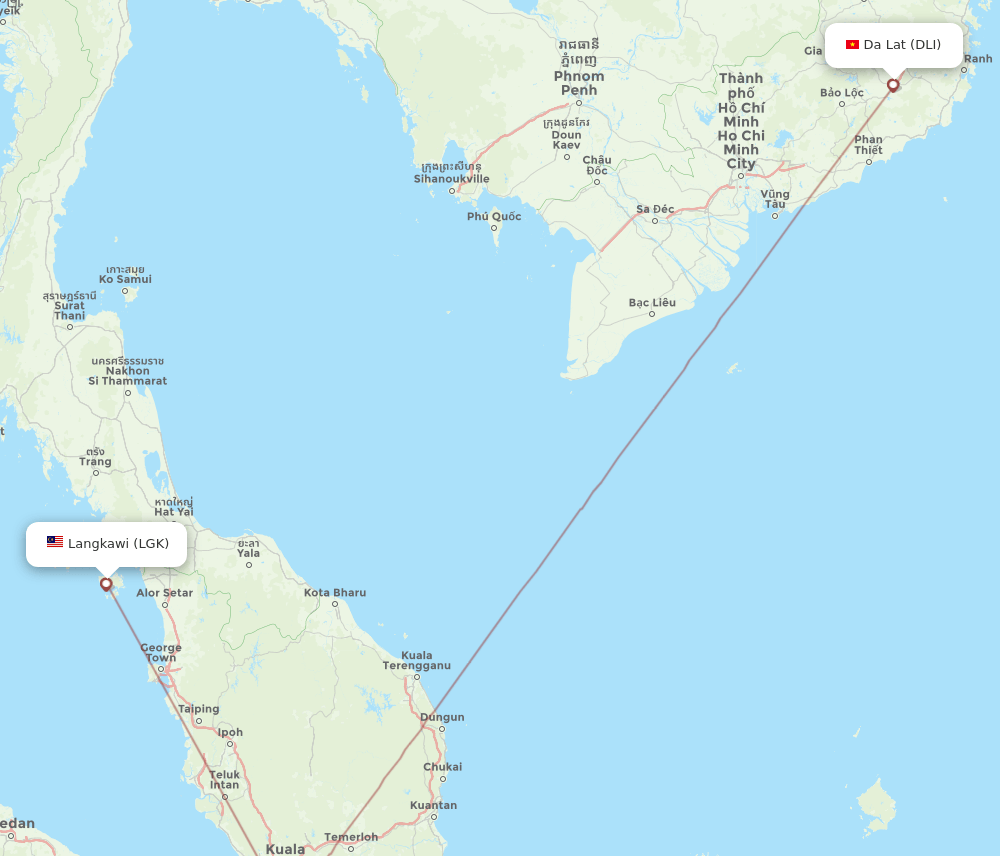 DLI-LGK flight routes