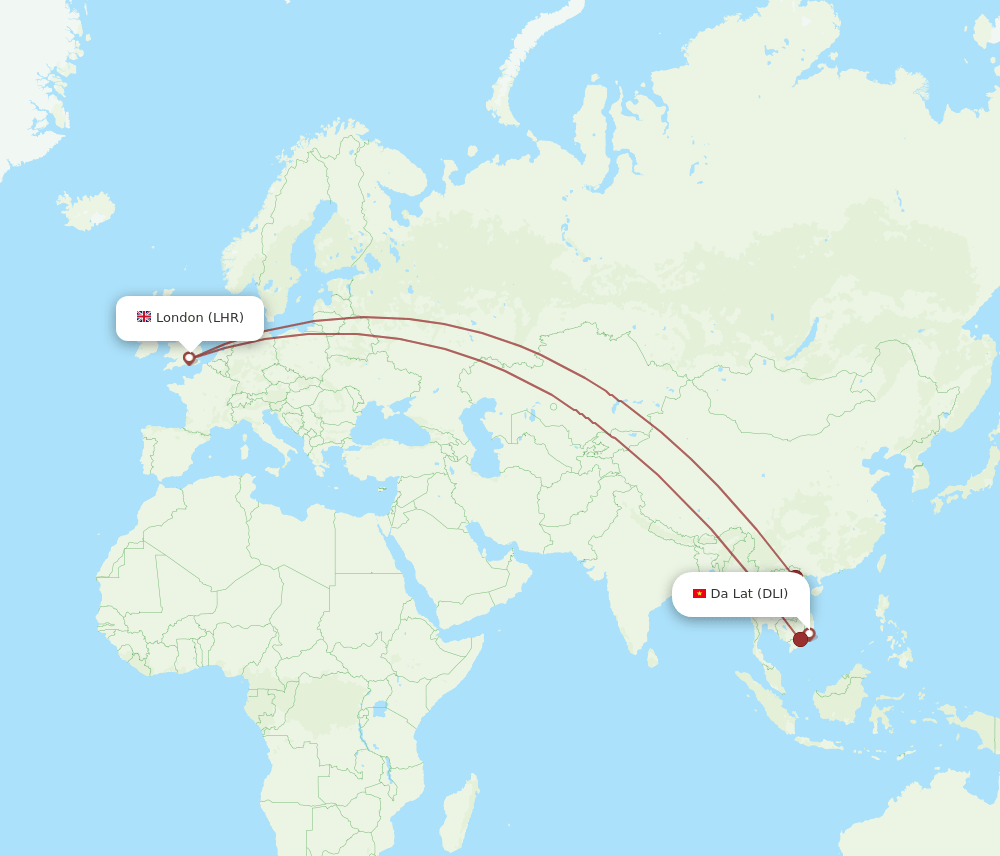 DLI-LHR flight routes