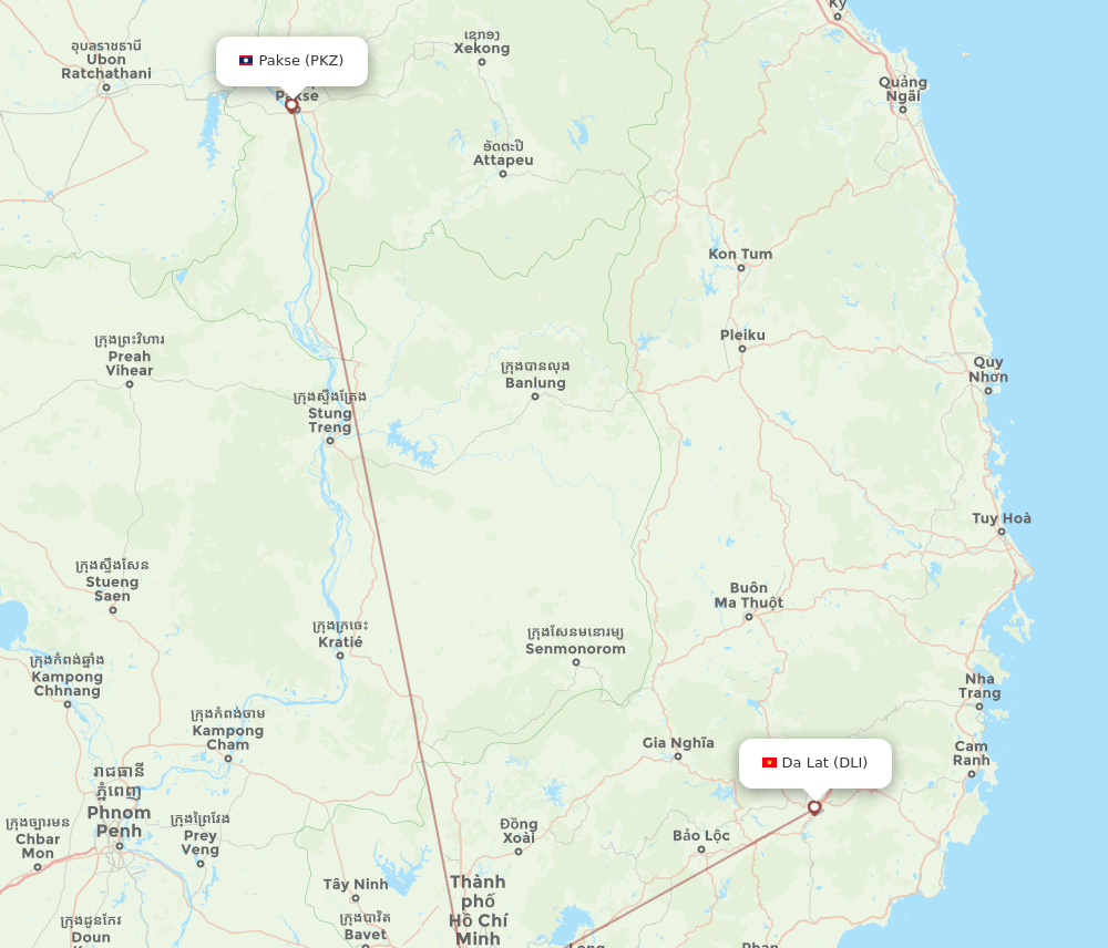 DLI-PKZ flight routes