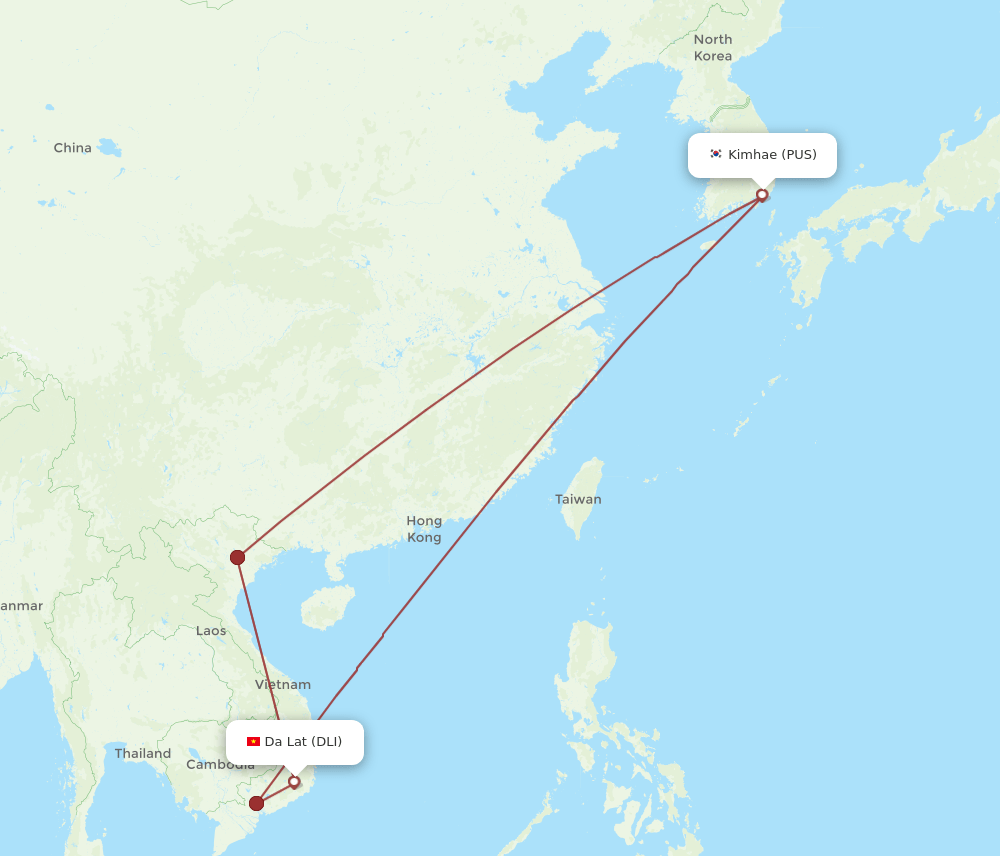 DLI-PUS flight routes