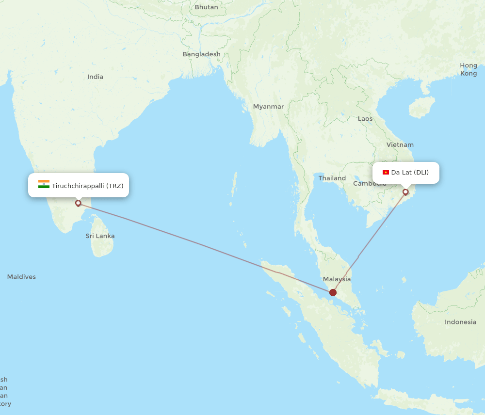 DLI-TRZ flight routes