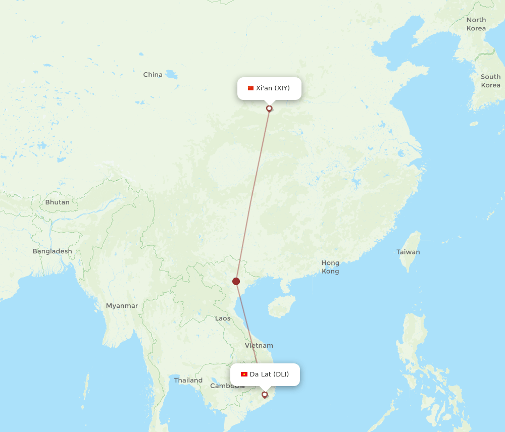 DLI-XIY flight routes