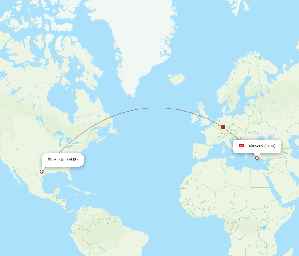 DLM-AUS flight routes