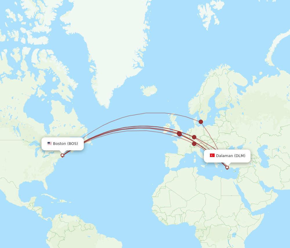 DLM-BOS flight routes