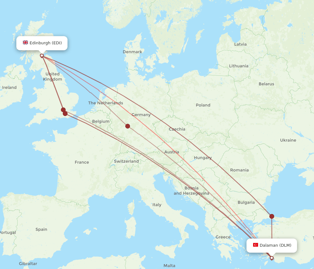 DLM-EDI flight routes