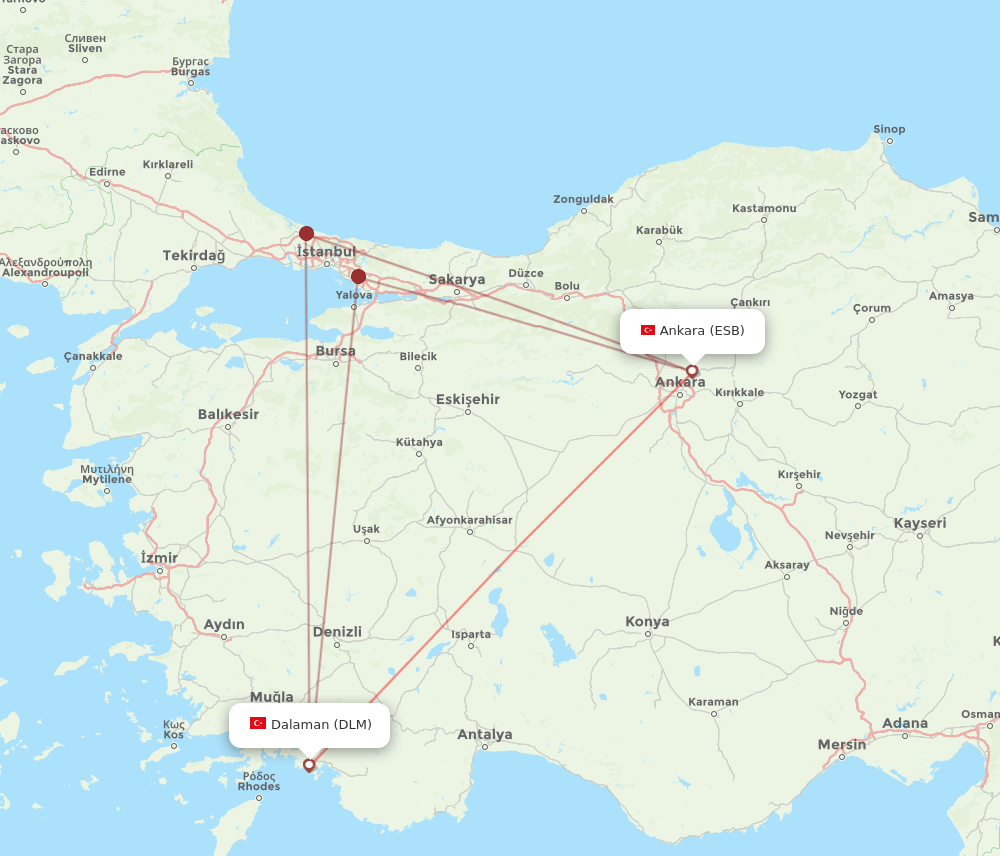 DLM-ESB flight routes