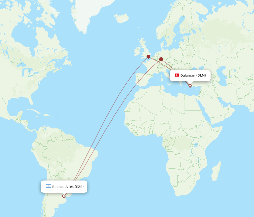 DLM to EZE flights and routes map