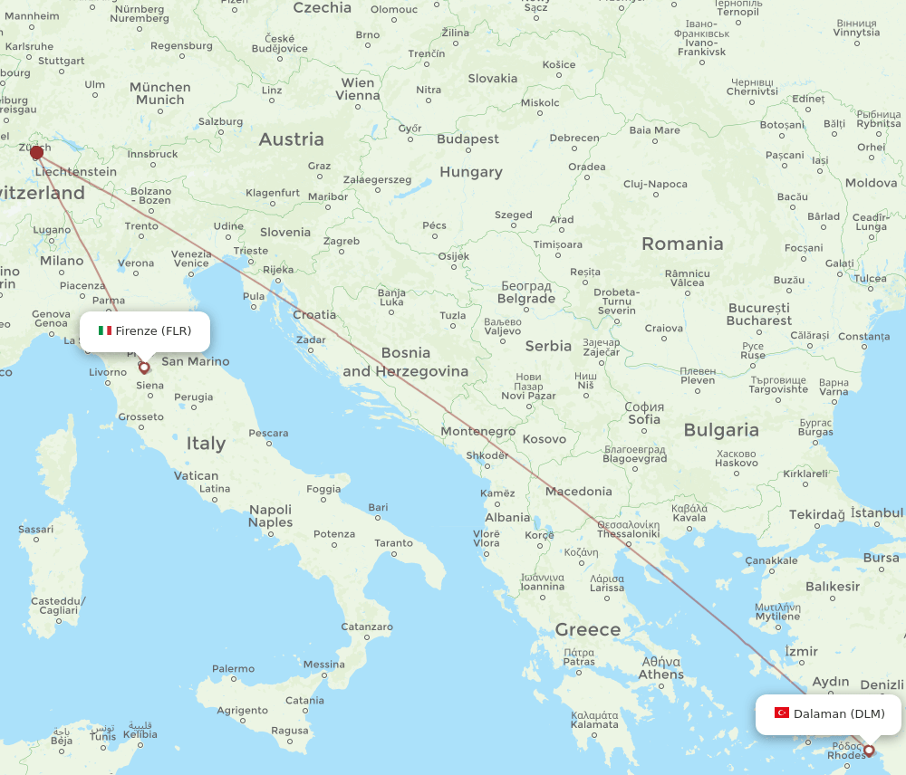 DLM-FLR flight routes