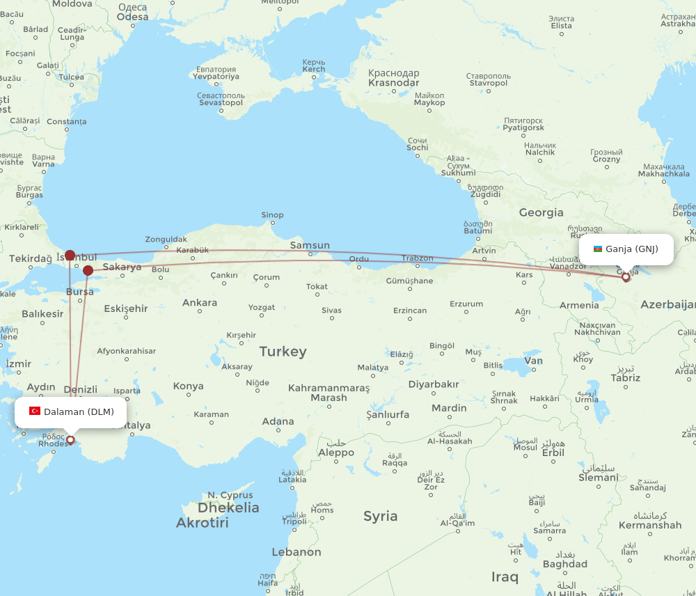 DLM-GNJ flight routes