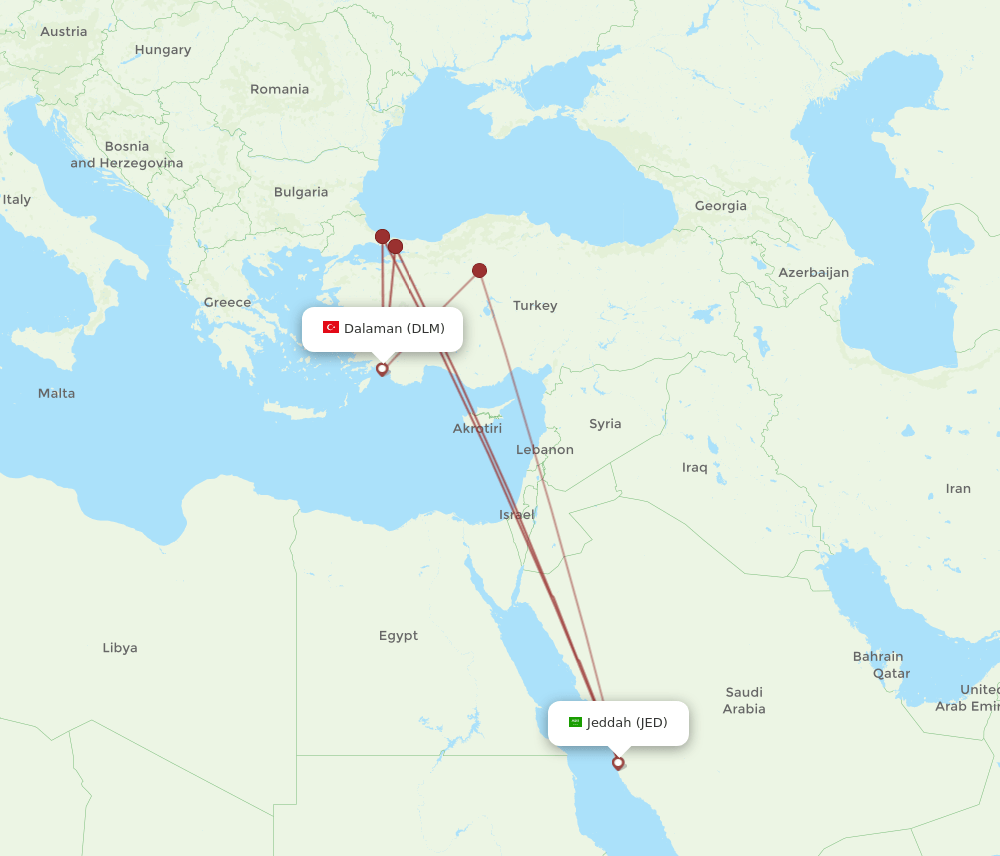 DLM-JED flight routes