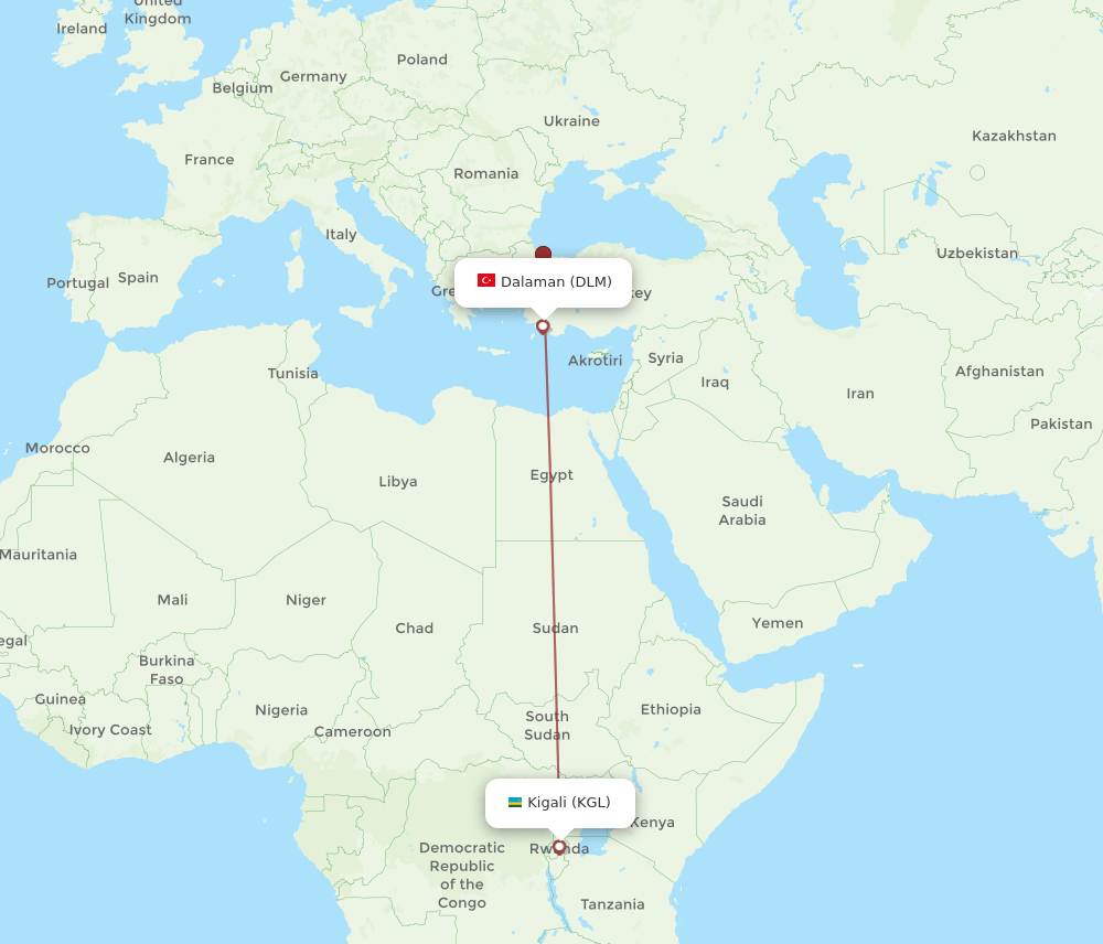 DLM-KGL flight routes