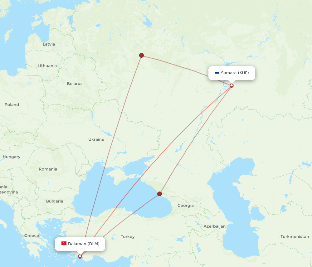 DLM to KUF flights and routes map