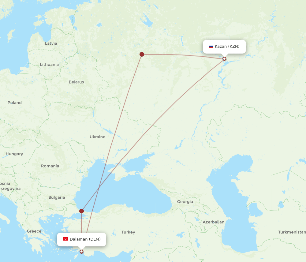 DLM-KZN flight routes