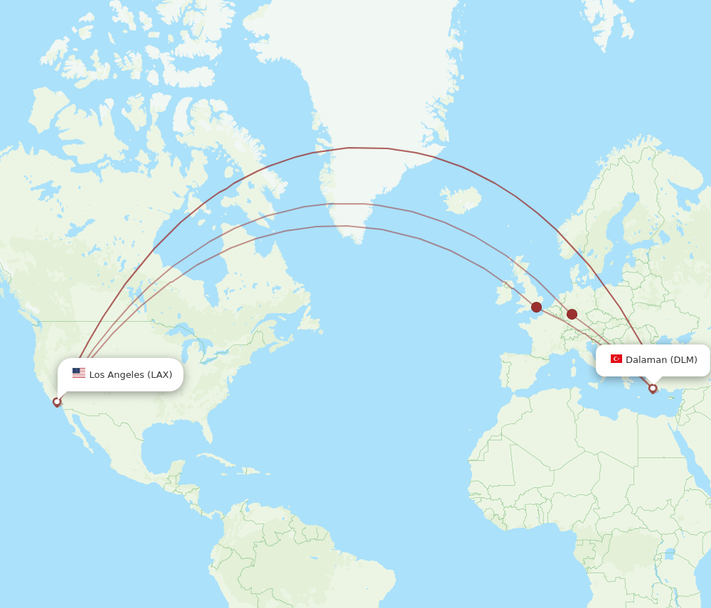 DLM-LAX flight routes