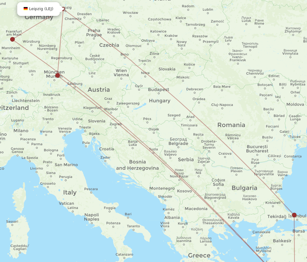 DLM to LEJ flights and routes map