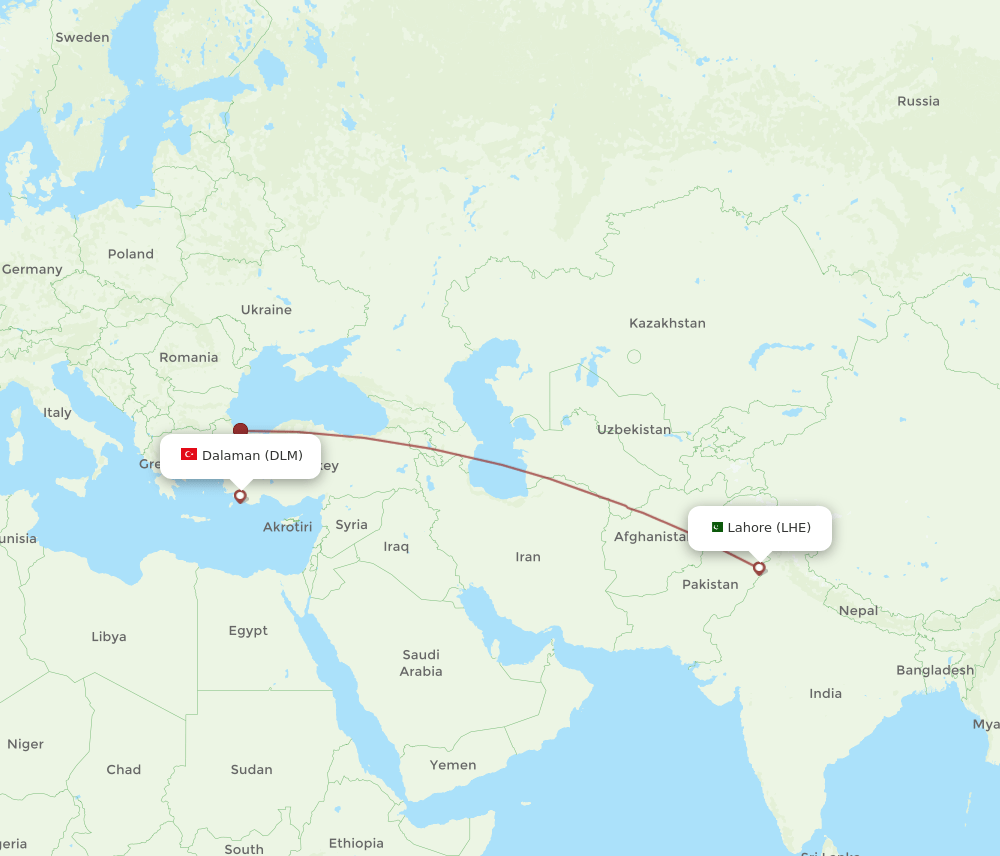 DLM-LHE flight routes