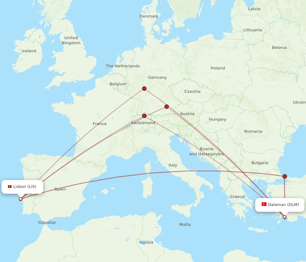 DLM-LIS flight routes