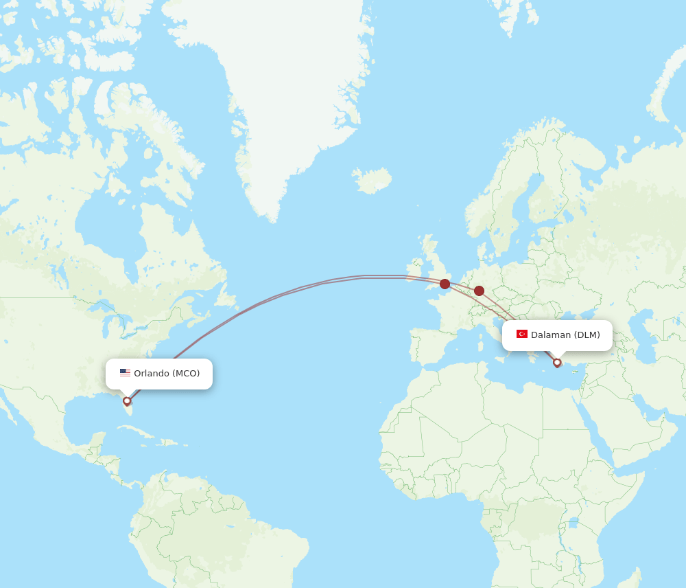 DLM-MCO flight routes