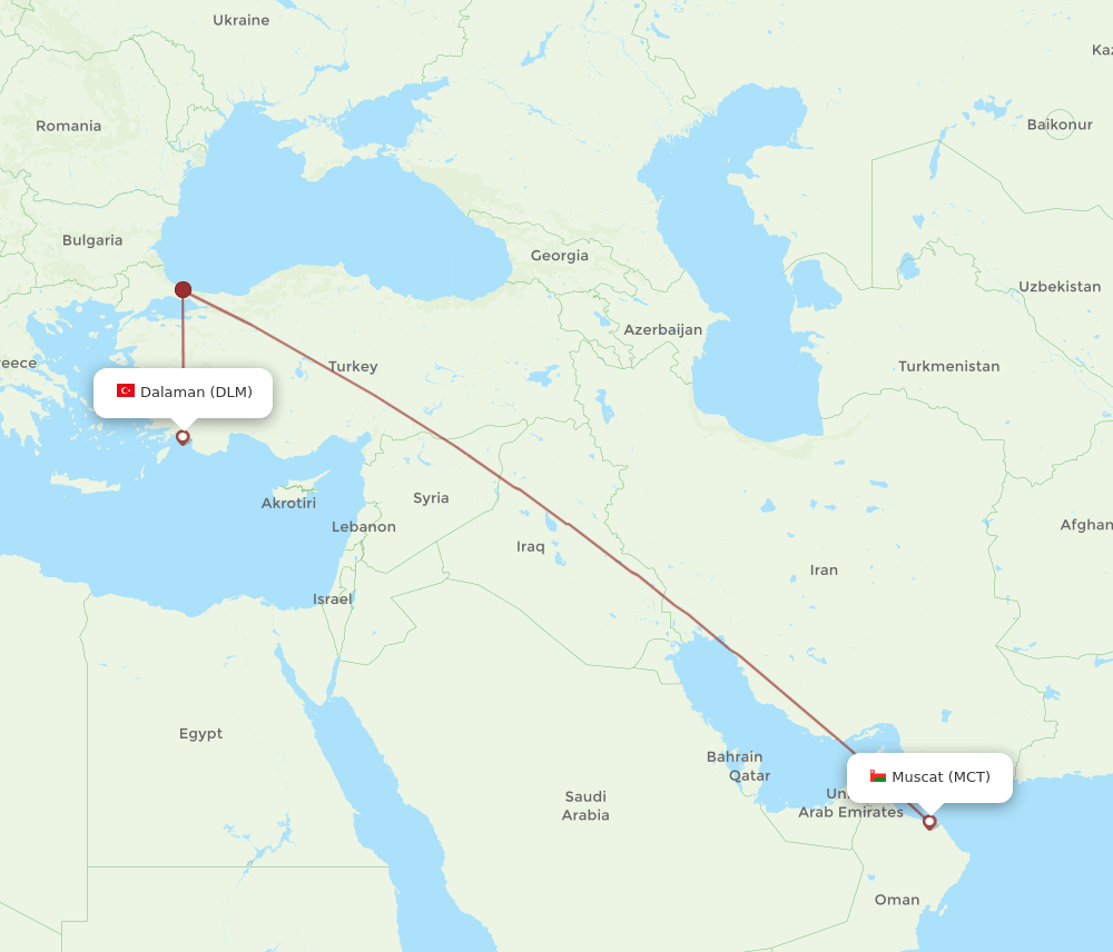 DLM to MCT flights and routes map