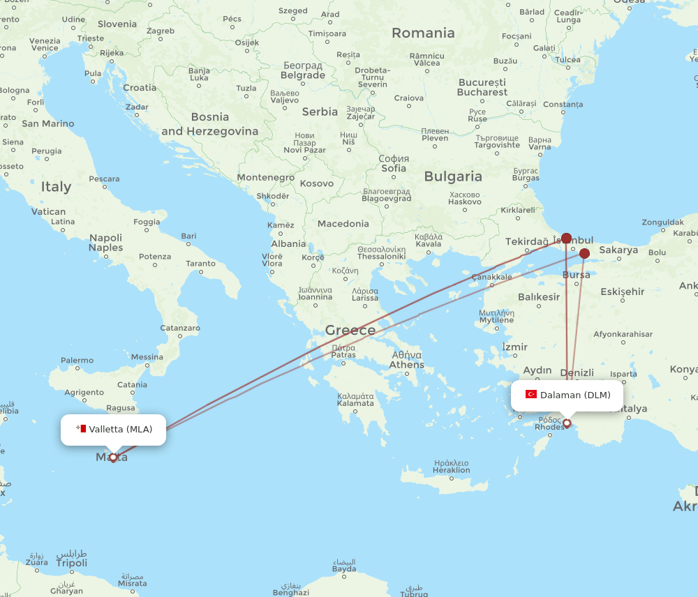 DLM-MLA flight routes