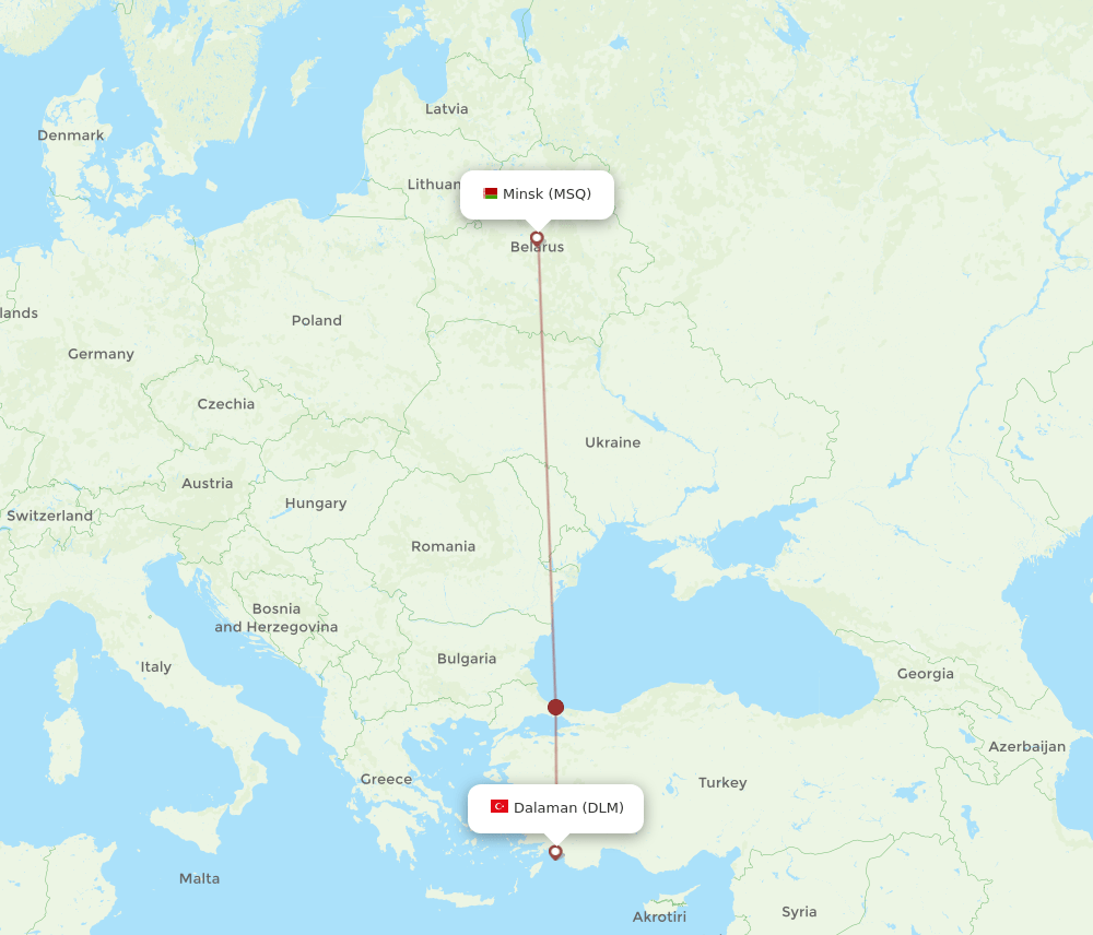 DLM to MSQ flights and routes map