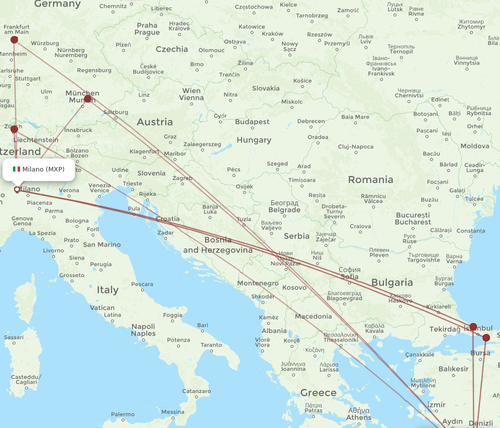 DLM-MXP flight routes