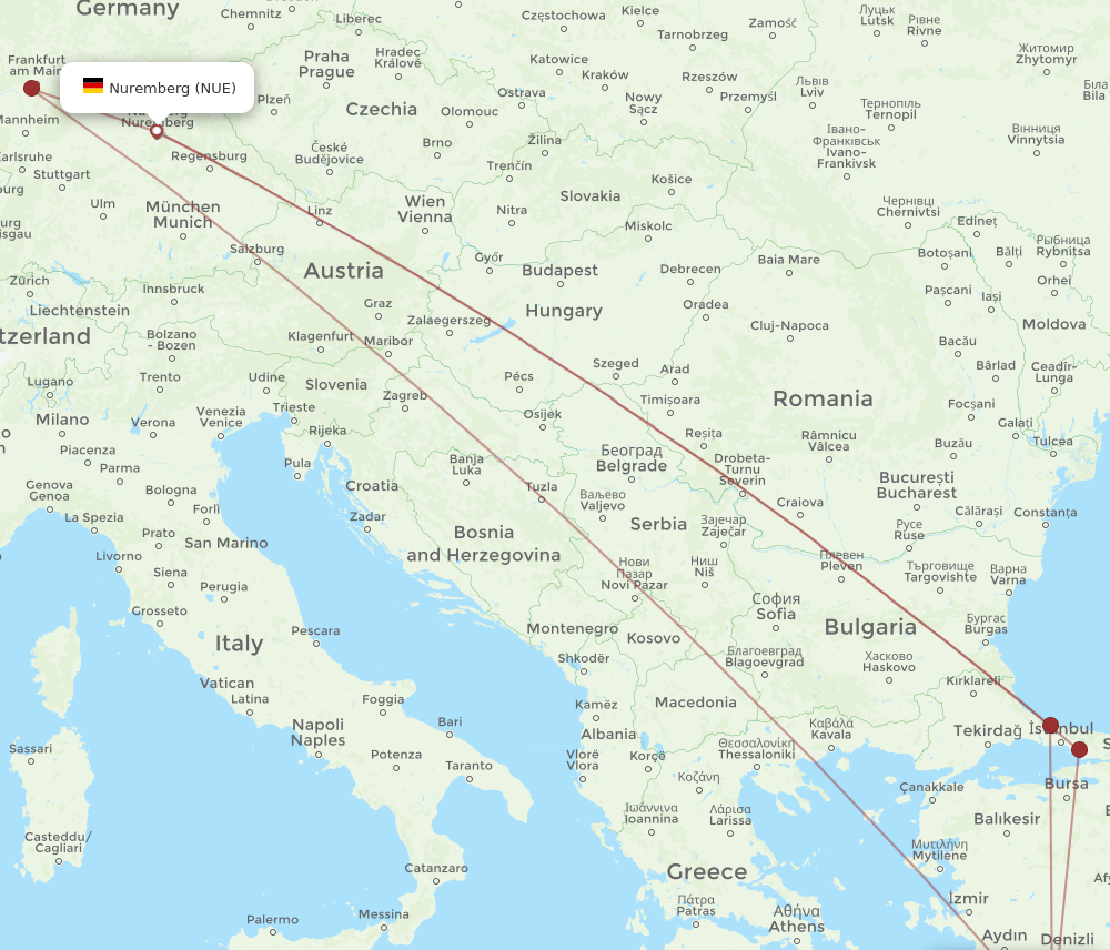 DLM to NUE flights and routes map