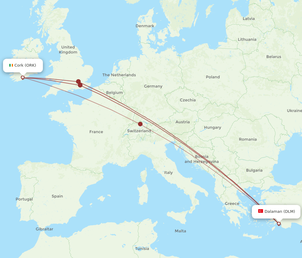 DLM-ORK flight routes