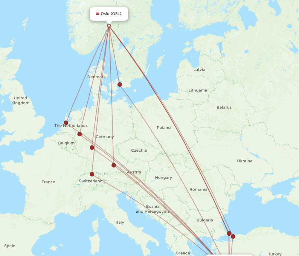 DLM to OSL flights and routes map