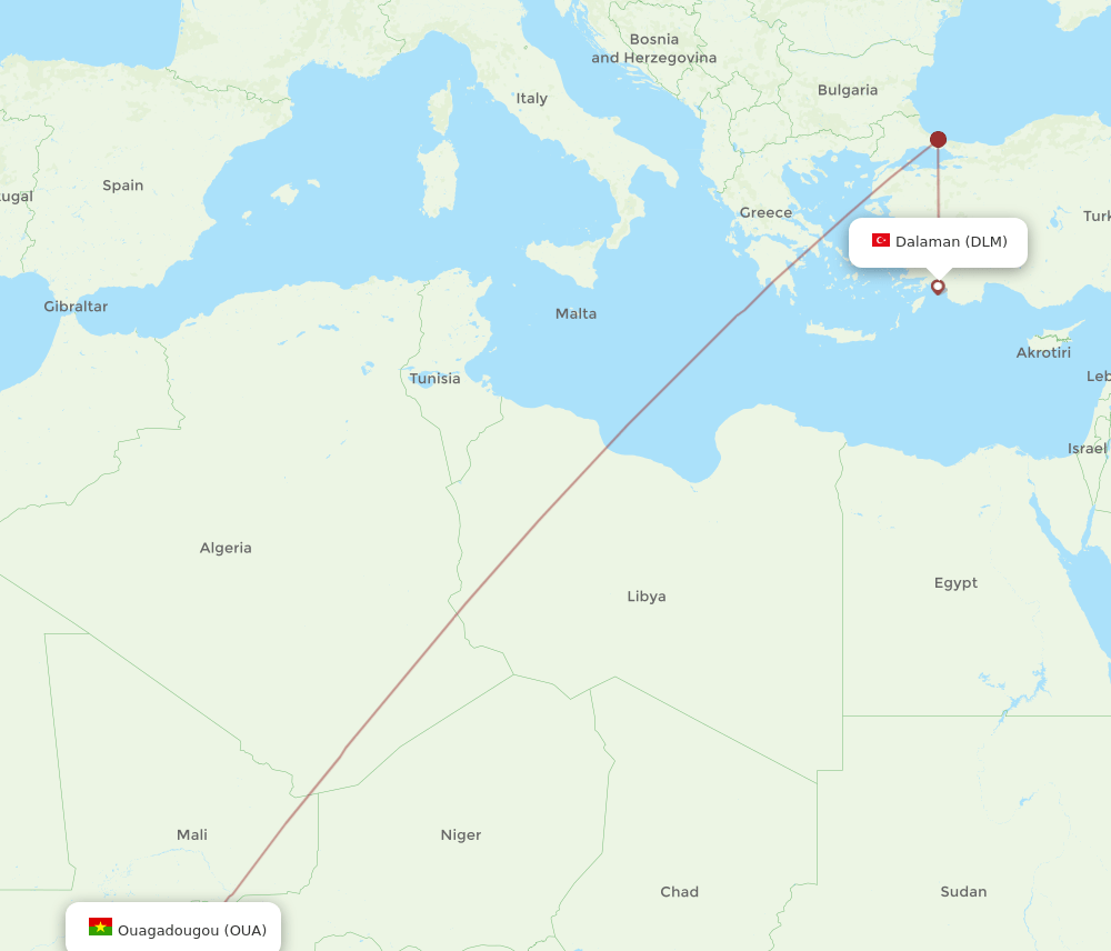 DLM to OUA flights and routes map