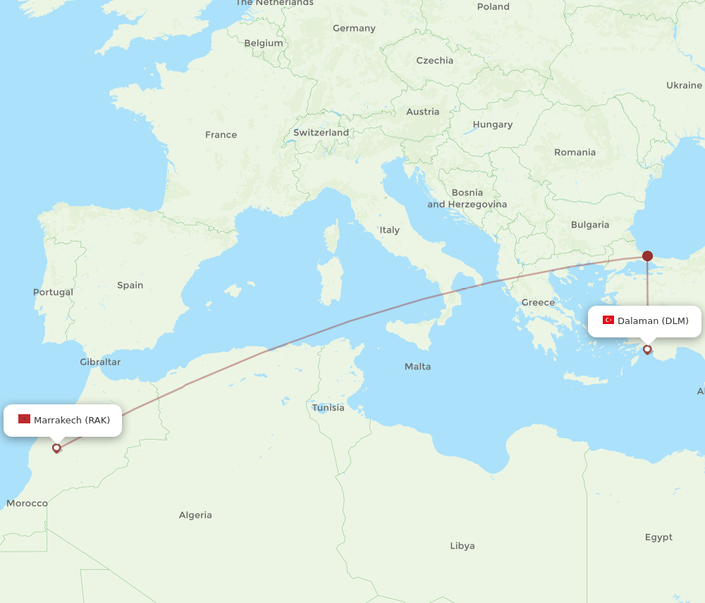DLM-RAK flight routes