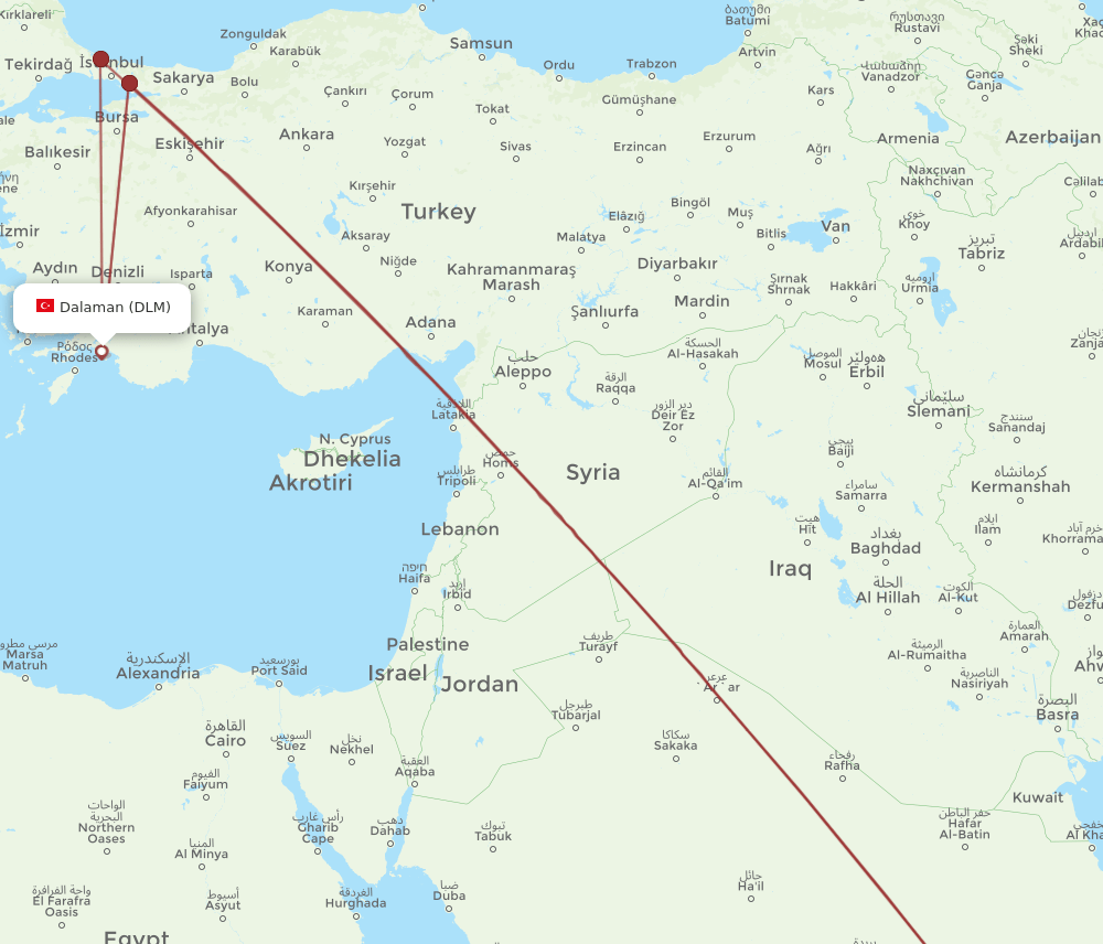 DLM-RUH flight routes