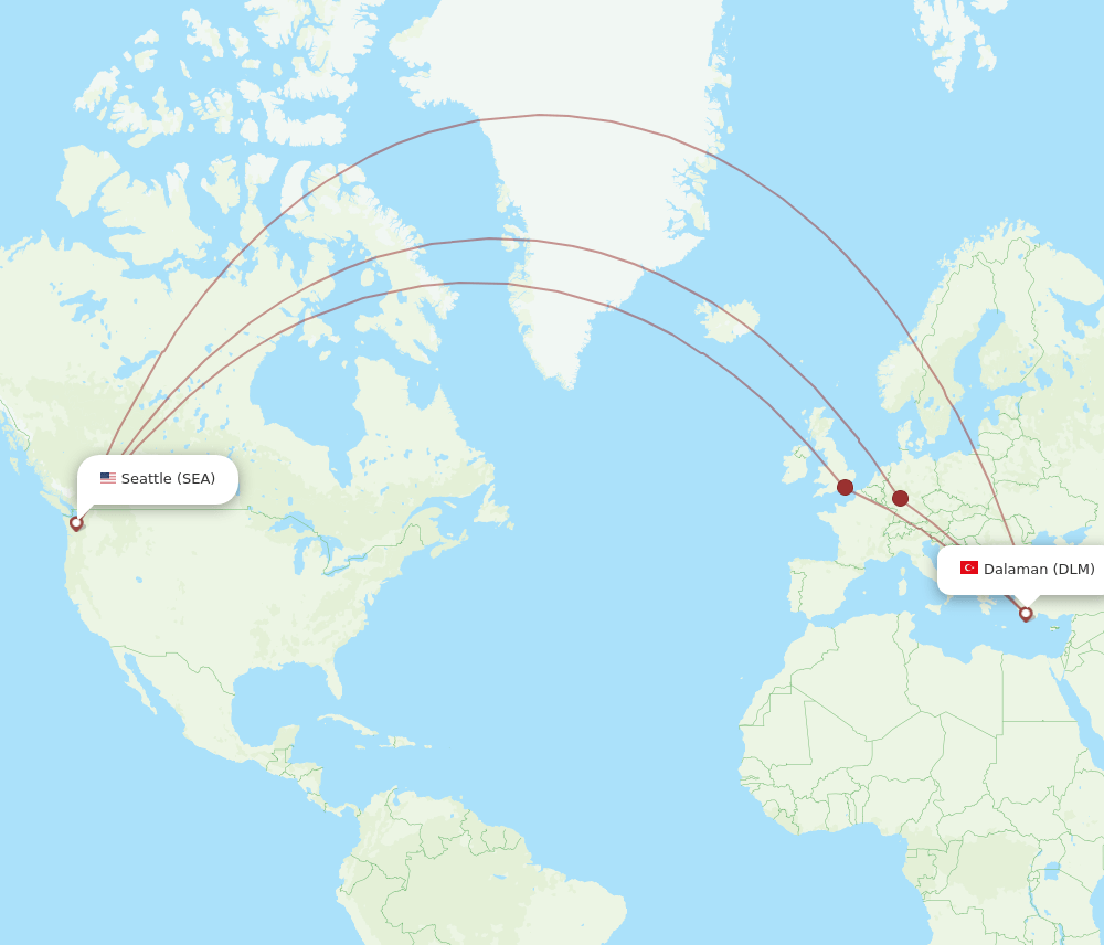 DLM-SEA flight routes