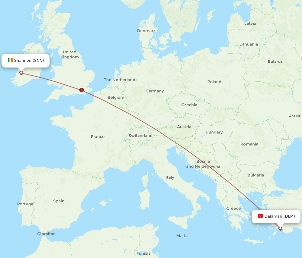 DLM to SNN flights and routes map