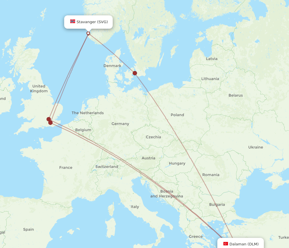 DLM to SVG flights and routes map