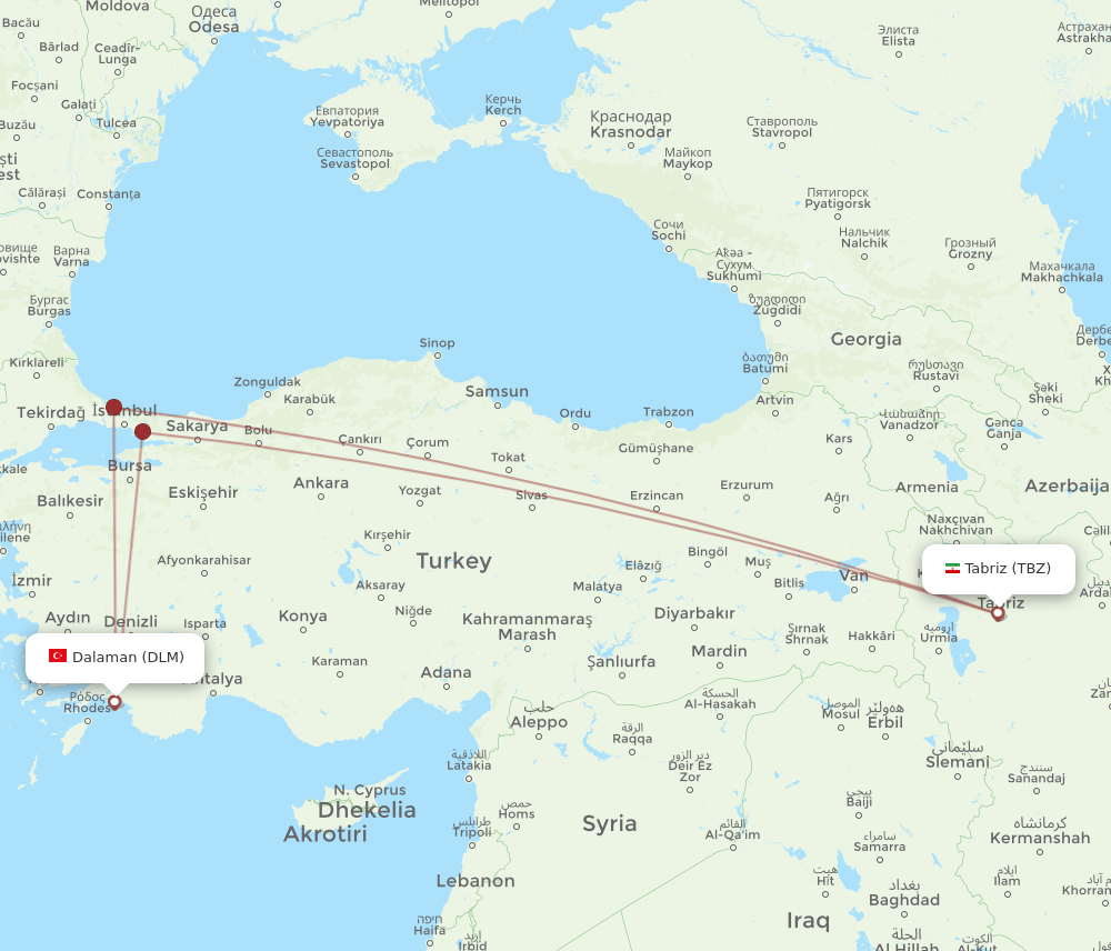DLM-TBZ flight routes