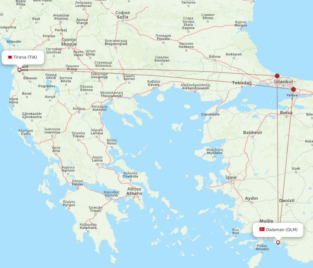 DLM-TIA flight routes