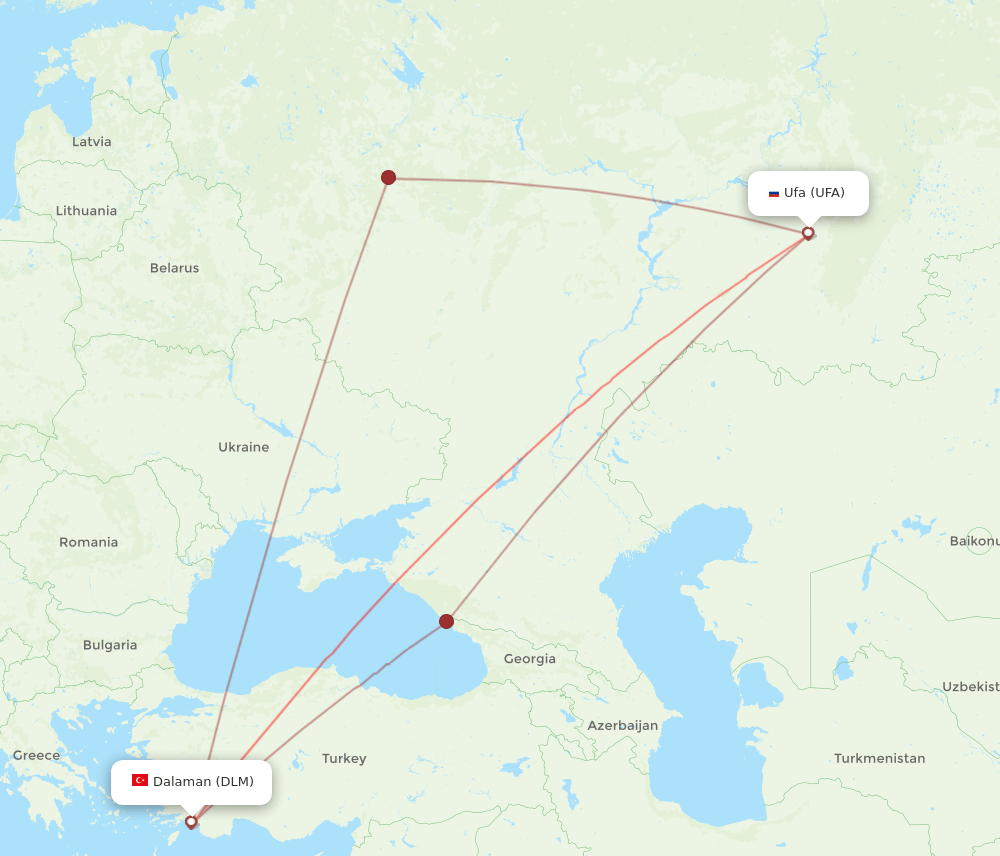 DLM-UFA flight routes