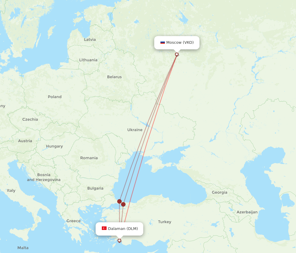 DLM-VKO flight routes