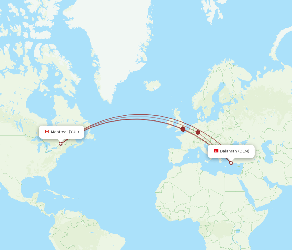 DLM-YUL flight routes