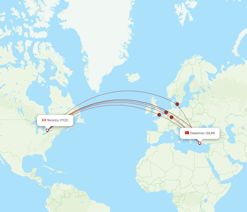DLM-YYZ flight routes