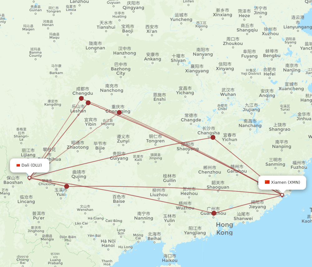 DLU-XMN flight routes
