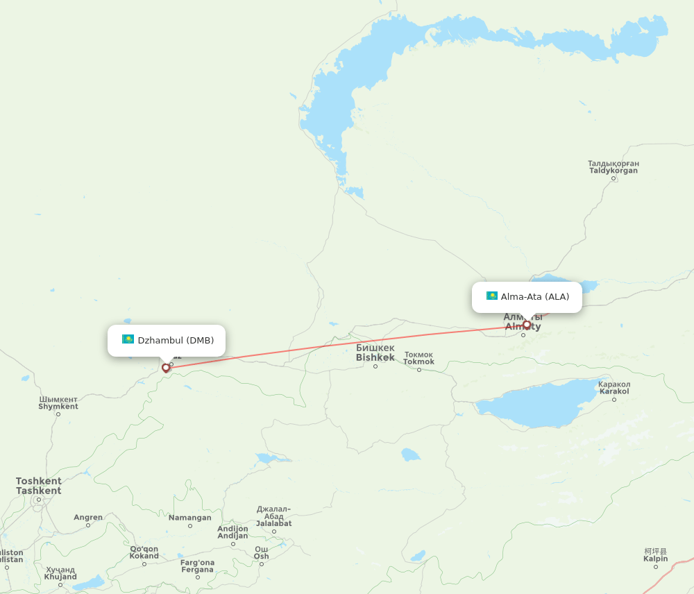 DMB to ALA flights and routes map