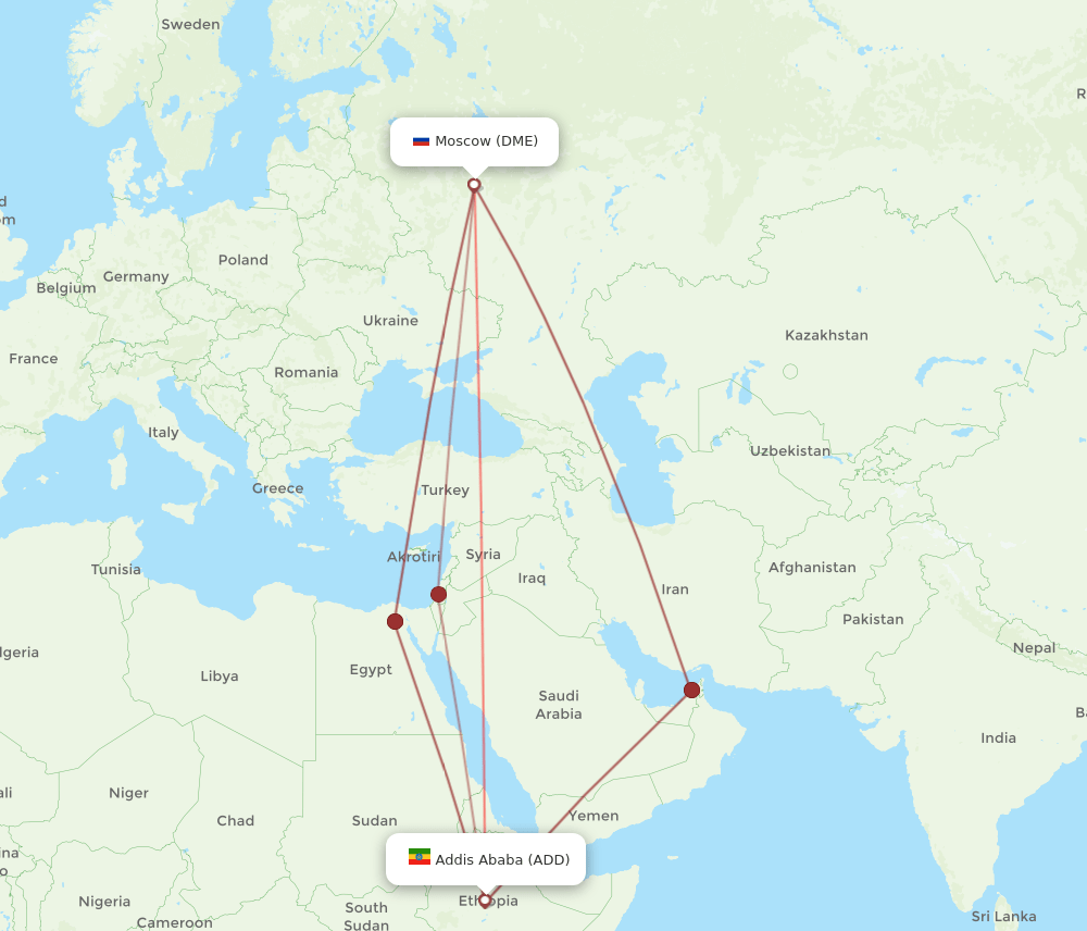 DME-ADD flight routes