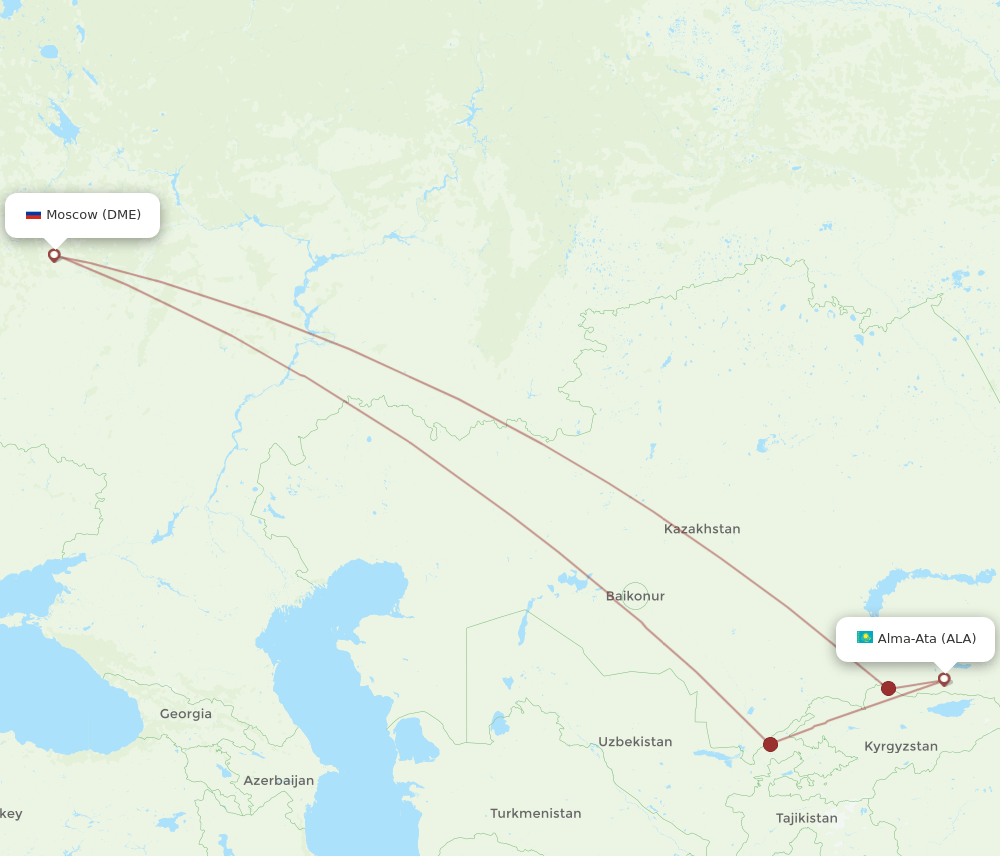DME-ALA flight routes