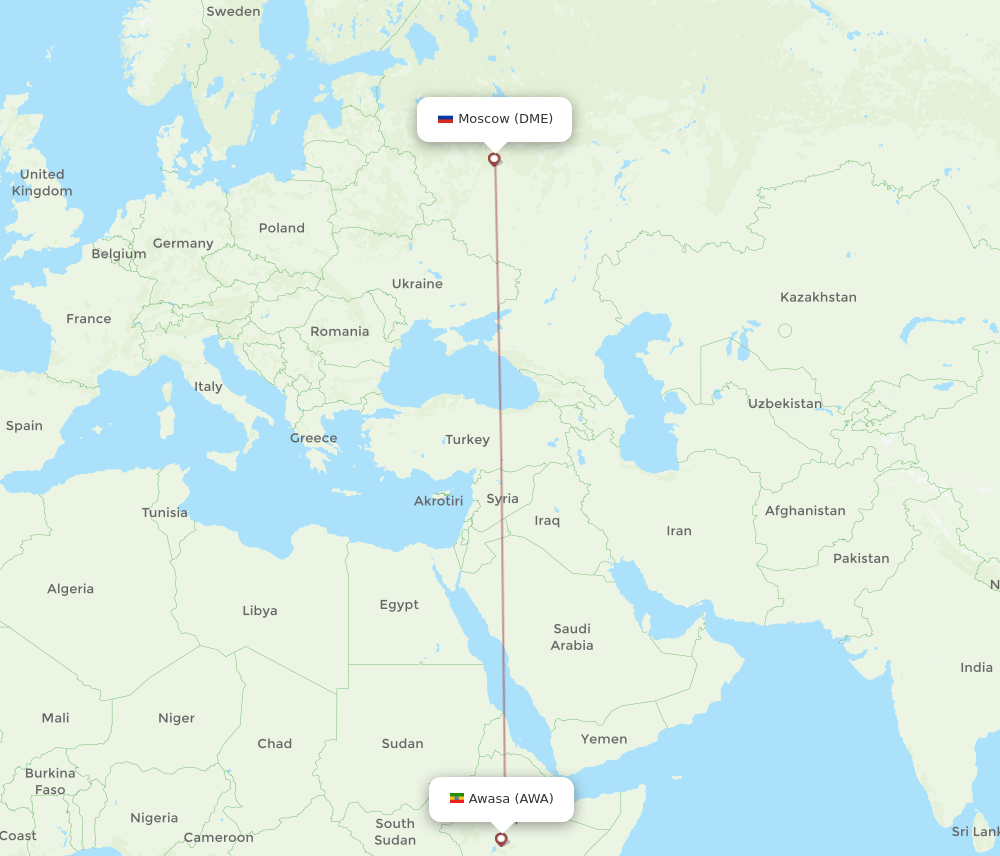 DME-AWA flight routes
