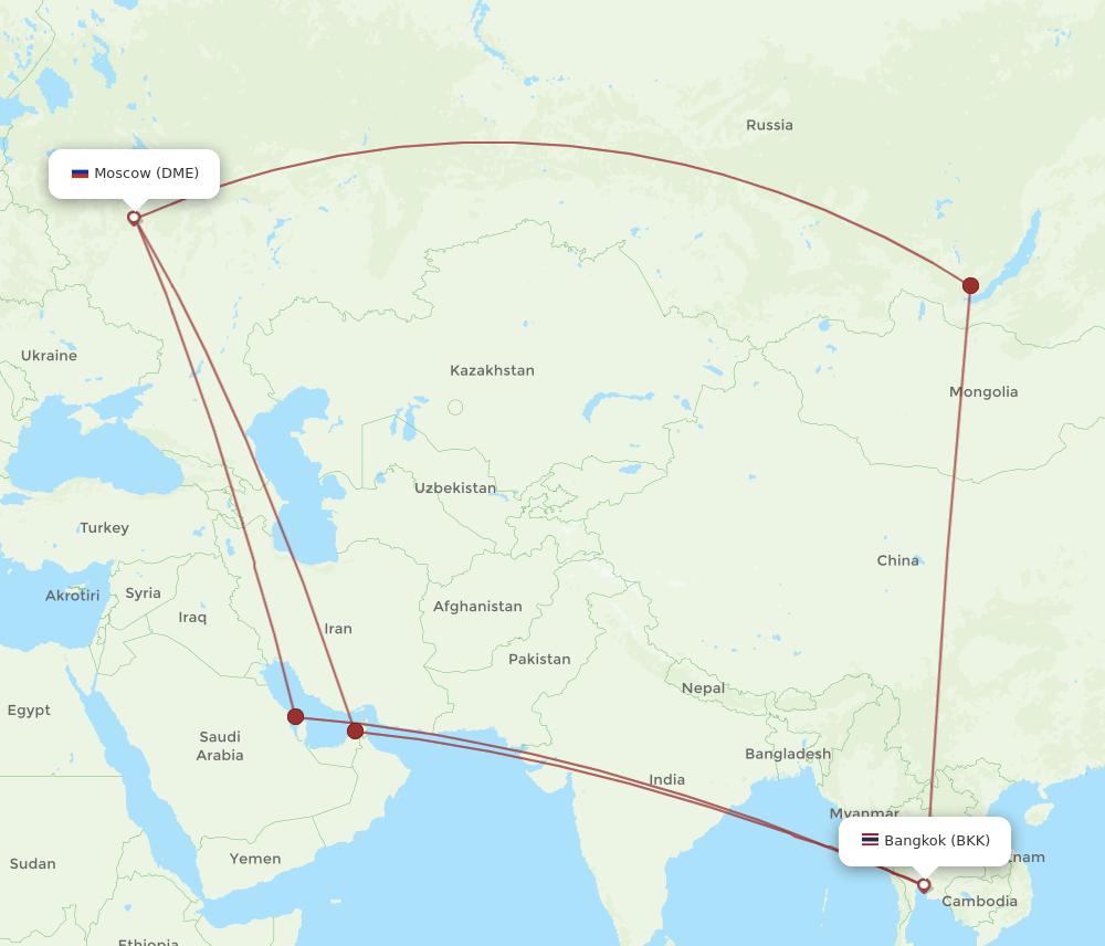 DME to BKK flights and routes map